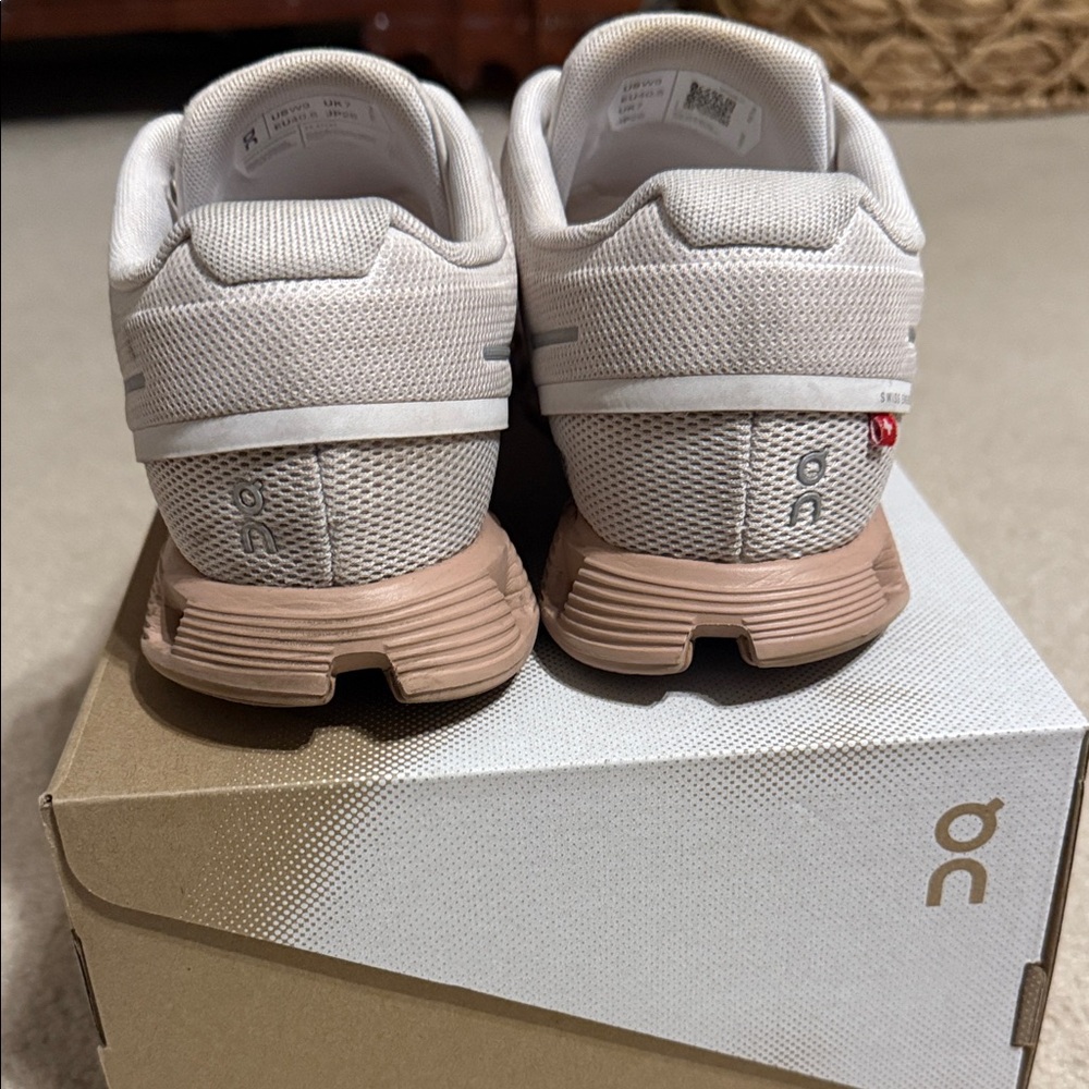 On Women's Athletic Shoes in Cream and Tan - Picture 2 of 6